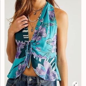Free people hot Tropics Tank in blue, size XS